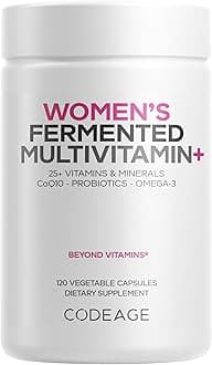 Women's Fermented Multivitamin with Vegan Omega 3, Fermented Herbs, Raw Organic Extracts, Non GMO, 120 Vegan Capsules