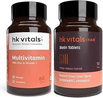 HealthKart Multivitamin with Ginseng Extract, Taurine and Multiminerals (Multivitamin + Biotin, Combo Pack)