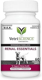 Kidney Health Chewable Tablets for Dogs - Renal Essentials Support Supplement with Astragalus, Rehmannia, Nettle Seed & Cordyceps, Urinary & Renal Support, Smoke Flavor, 60 Ct