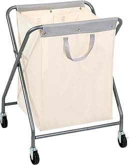 STORAGE MANIAC 125L Collapsible Laundry Hamper with Wheels, Rolling Laundry Basket, Heavy Duty Cloth Sorter with Removable Bag, Folding X Frame Clothes Organizer Cart for Easy to Store, 2 Section