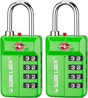 TSA Approved Travel Luggage Locks, Open Alert Combination Lock for School Office & Gym Locker,Toolbox, Pelican Case, Green 2 Pack
