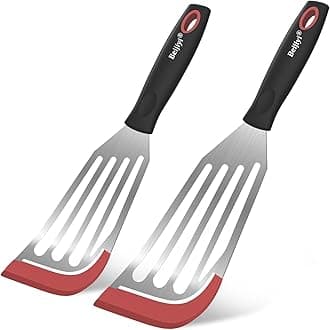 - Beijiyi Fish Spatula Turner Set of 2, Heat Resistant Silicone Edge Slotted Fish Spatulas for Nonstick Cookware, Flexible and Thin Stainless Steel Kitchen Cooking Spatula Flipper for Fish, Egg, Pancake