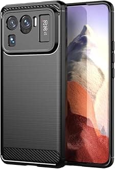 Case for Mi 11 Ultra Case, M2102K1G M2102K1C Case, Ultra Slim Phone Cover with Shock-Absorption Carbon Fiber TPU Rubber Protective Cases for Xiaomi Mi 11 Ultra Black