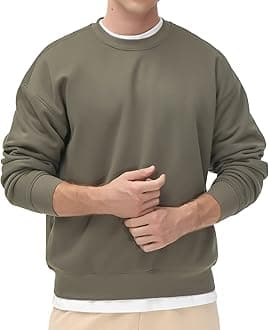 THE GYM PEOPLE Men's Fleece Crewneck Sweatshirt Thick Loose fit Soft Basic Pullover Sweatshirt