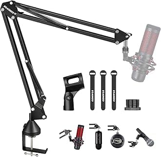 Microphone Boom Arm,Aokeo AK-35 Desk Adjustable Compact Mic Suspension Boom Scissor Arm Stand For Blue Yeti,Snowball iCE, HyperX QuadCast,SoloCast,Elgato Wave,Etc