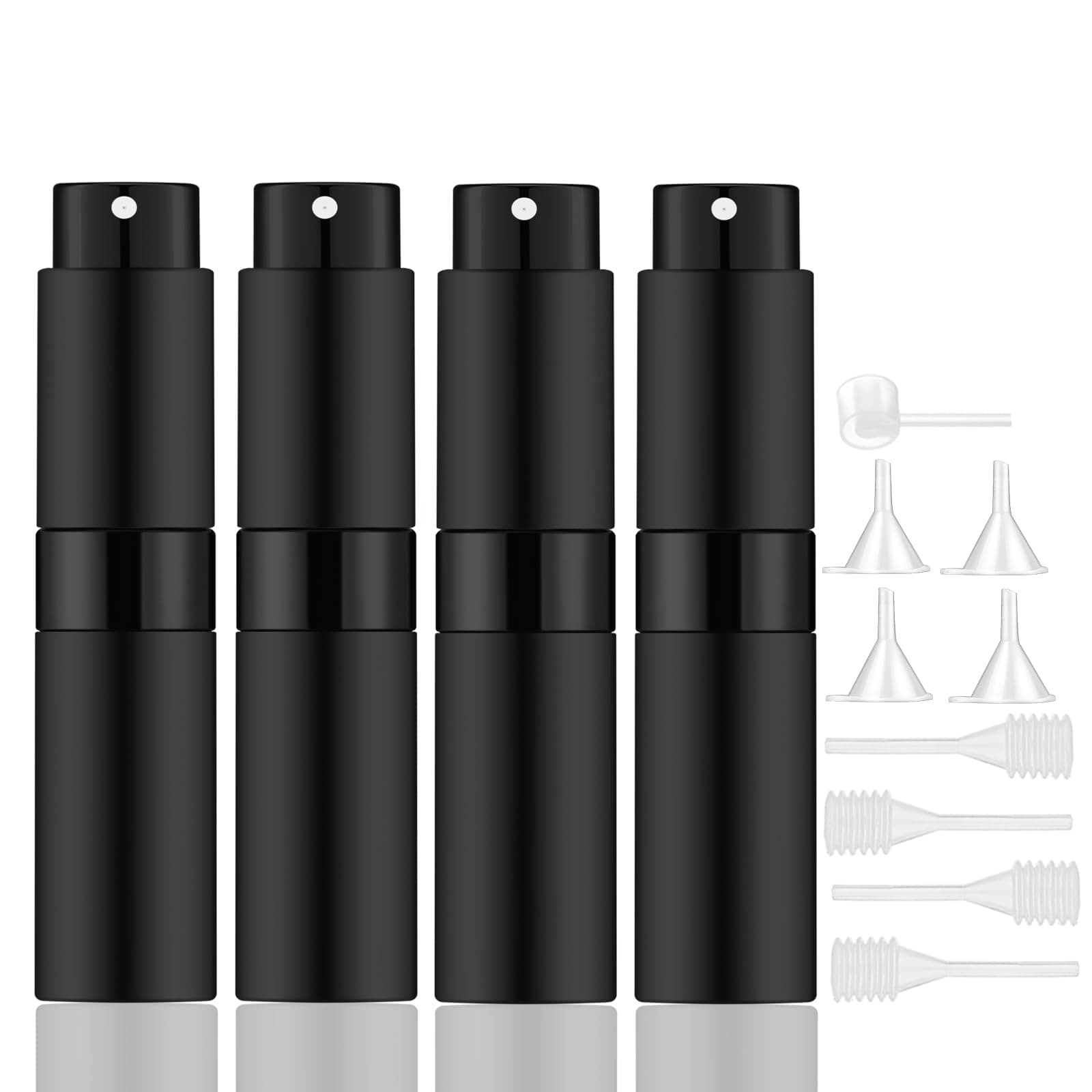 Lil Ray 8ml Portable Mini Perfume Atomizer，Refilable Empty Small Spray Bottle for Travel, Twist Tpye Pocket Cologne Sprayer, 4 Matte Black, 8ml/Matte Black