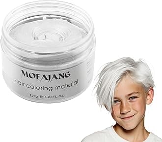 White Hair Color Wax Pomades 4.23 oz - Natural Hair Coloring Wax Material Disposable Hair Styling Clays Ash for Cosplay, Party (White)