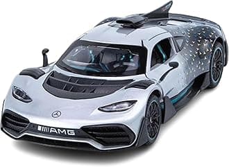 1:24 AMG Benz One Metal Pull Back Diecast Car Mercedes Benz GTR Pull Back Toy Car Model With Sound Light Boys Gifts Toys For Kids, Blue