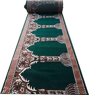 Kabir Rugs Janamaz Rolls for Masjid (Mosque) Prayer Carpet Any Religious Houses & Gallery Runner Carpet 4 x 84 Feet Color Green