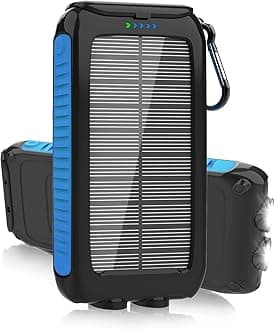 Solar Charger Power Bank, 38800mAh Portable Phone Charger with 1 Type-C & 2 USB-A Ports Built-in Dual LED Flashlight, 15W Fast Charging Waterproof Solar Panel Charger