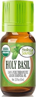 Healing Solutions Organic 10ml Oils - Holy Basil Essential Oil - 0.33 Fluid OuncesUSDA Organic