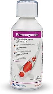 NT Labs Koi Care Permanganate Dip, Koi Medicine, Treats Fish Lice, Leeches, Parasites and Ulcers, Dip Koi Treatment, 250ml