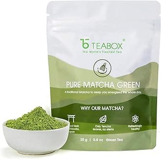 Teabox Japanese Matcha Green Tea Powder | 25g Premium Grade from Tencha Leaves | Smooth & Fresh Flavor | Ideal for Matcha Lattes, Tea & Healthy Drinks