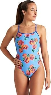 Arena Women's Print Lace Back MaxLife One Piece Athletic Training Swimsuit One Piece Swimsuit