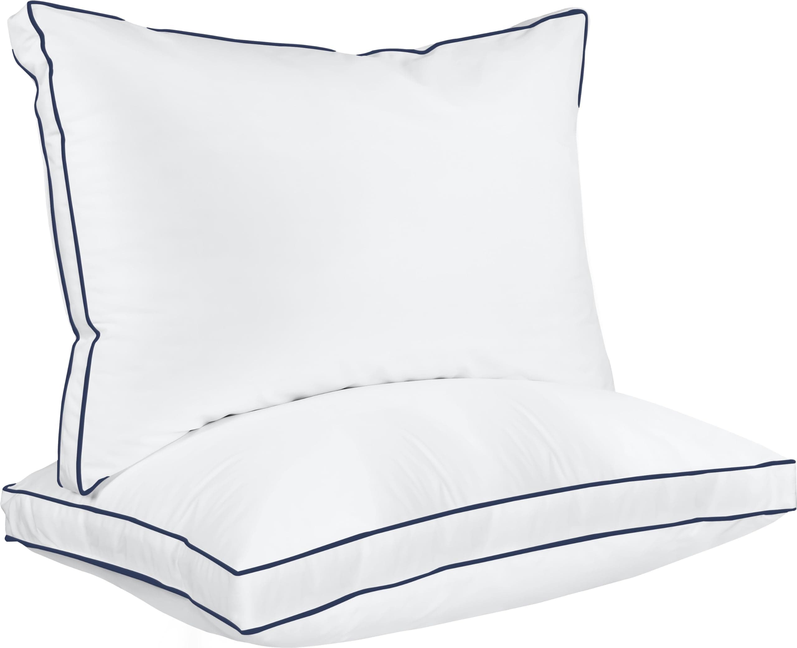 Utopia Bedding Bed Pillows for Sleeping King Size (Navy/White) Set of 2, Soft & Fluffy Pillow with Down Alternative Filling, Cooling, Hotel Quality, Gusseted Pillow for Back, Stomach or Side Sleepers