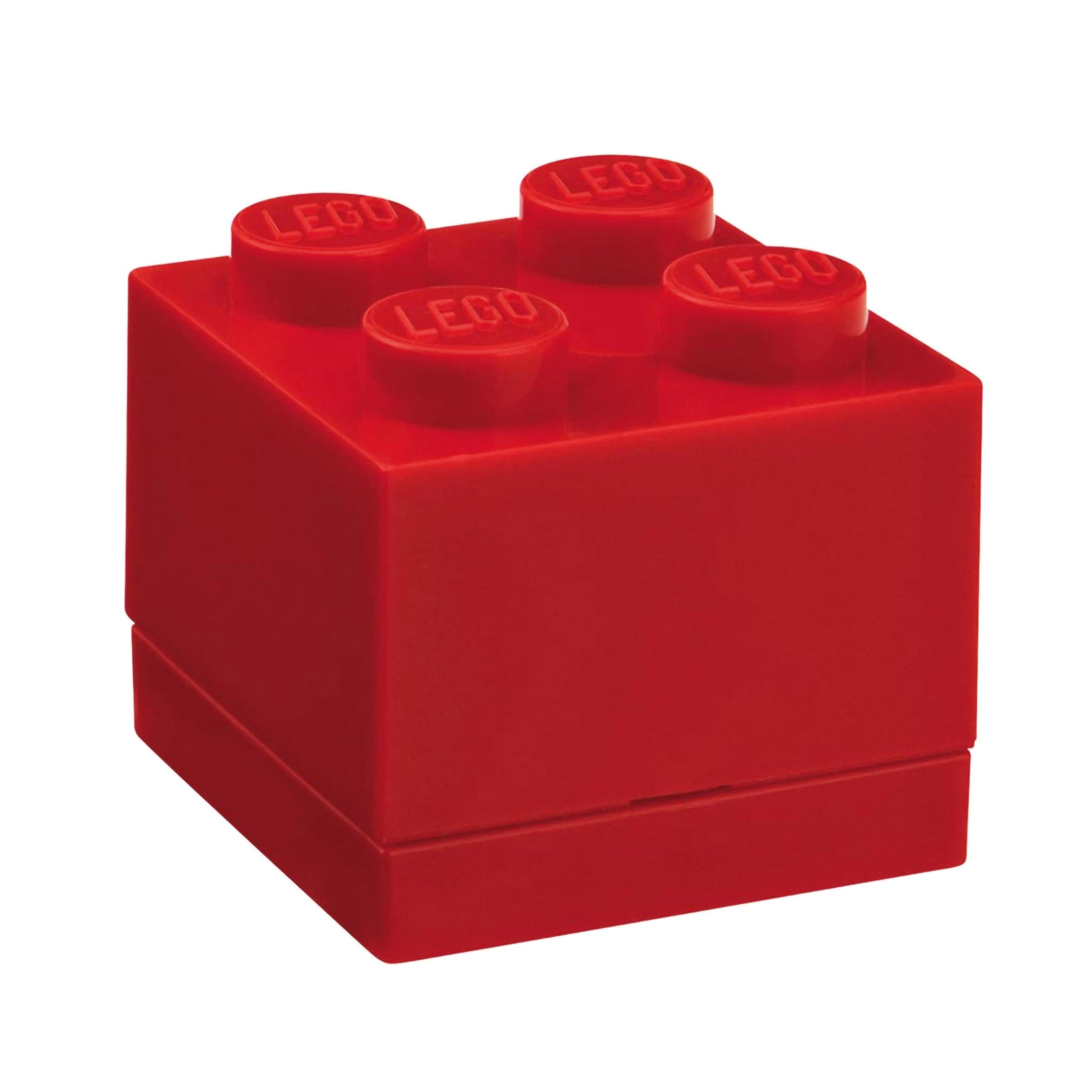 LEGO Mini Box 4 Knobs Red - Versatile Small Storage Box for Snacks, Jewellery, Hair Accessories, Souvenirs & More - Dishwasher Safe, 46 x 46 x 43 mm