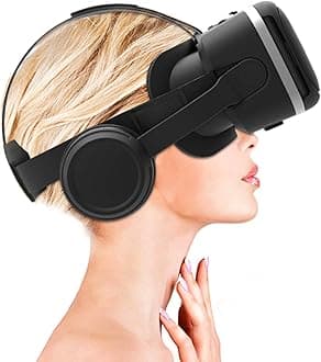 Irusu Play VR Plus VR Headset for mobiles with Headphones,40MM HD Lens, Built in Touch Button and Lens Adjuster (Without Remote)