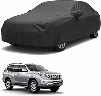 Sulfar 100% Water Resistant Car Body Cover Compatible with Mirror for Toyota Prado (Triple Stitched, Full Bottom Elastic, Dark Grey)