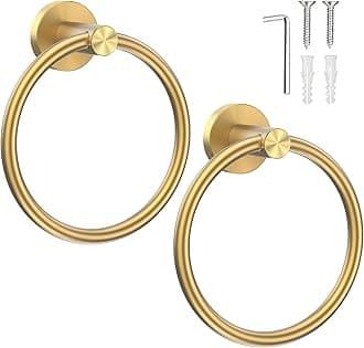 SetSail Towel Holder for Bathroom Wall Gold Towel Ring Stainless Steel Hand Towel Holder for Bathroom, Kitchen Drill Hole, 2 Packs