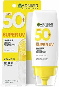 GAR-NIER Super UV Invisible Serum Sunscreen, SPF 50 PA++++, Broad Spectrum, 30ml, Lightweight with Vitamin C, No White Cast 1 Fl.oz.