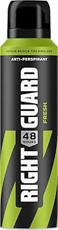 Right Guard Men's Deodorant Fresh, 48 Hour High Performance Anti-Perspirant Aerosol Spray, No White Residue, Alcohol Free, Dermologically Tested 150ml