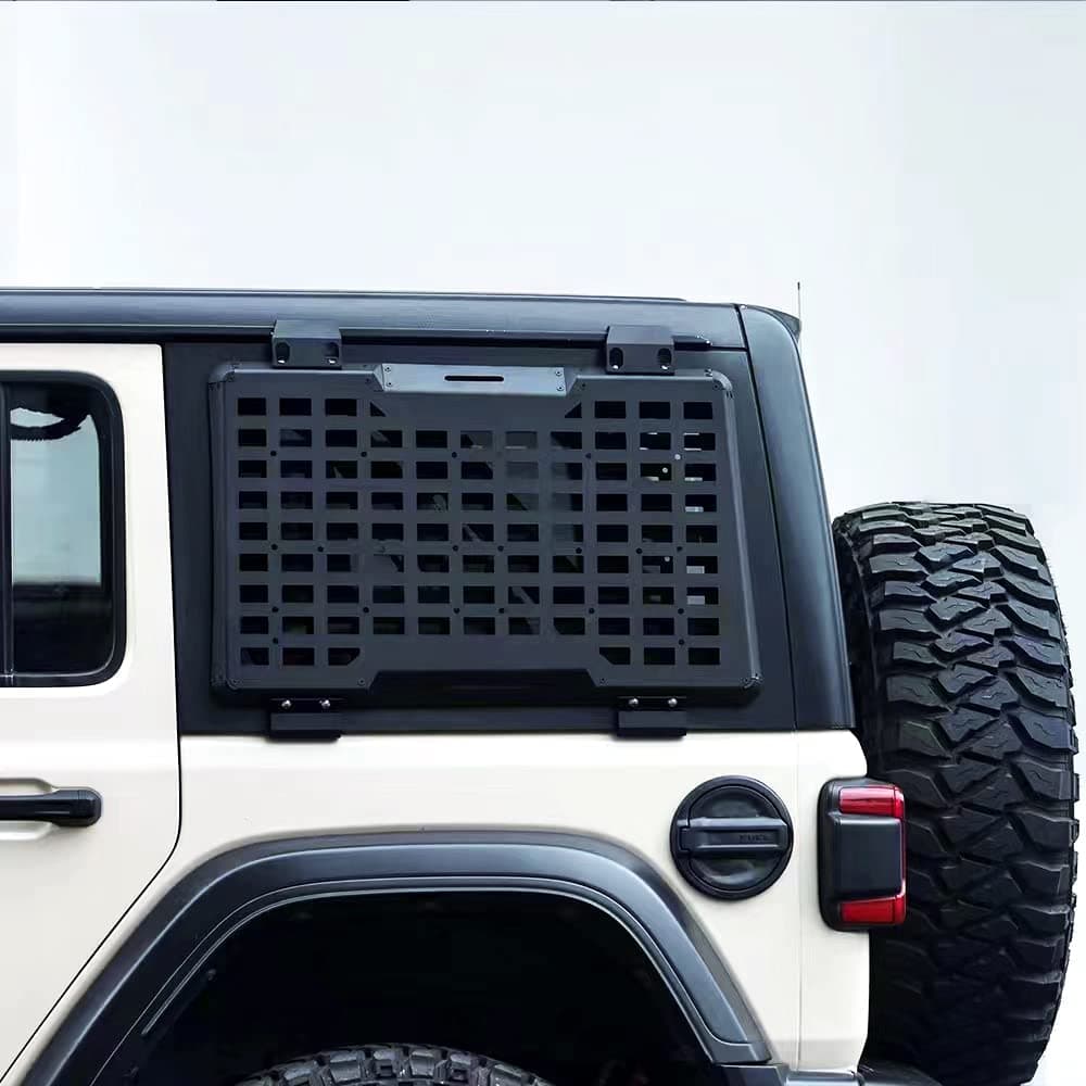 FURYENGRAVER Rear Window Storage Molle Panel Flank Kit Rear Window Protective Decoration for Jeep Wrangler 2018-2025 JL 4 Doors