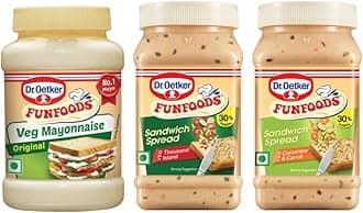 FunFoods Mayonnaise and Sandwich Spread Combo - Veg Mayo Original 250 Grams, Cucumber & Carrot Sandwich Spread 250 Grams and Thousand Island Sandwich Spread 250 Grams