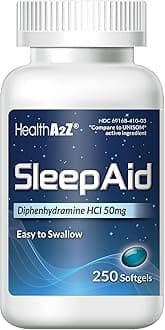 HealthA2Z Sleep Aid, Diphenhydramine Softgels, 50mg, Supports Deeper, Restful Sleeping (250 Counts)