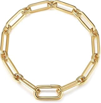 Dainty Layering Bracelets for Women 18 k Gold Plated Fashion Adjustable Chunky Cuban Paperclip Link Chain Bracelets Jewelry for Women Gift