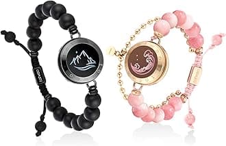 TOTWOO Long Distance Touch Bracelets for Couples, Smart Light up & Vibration for Love Couples Healing Stone Bracelet | Long Distance Relationship Gifts for Girlfriend Bluetooth Pairing Jewelry, 12