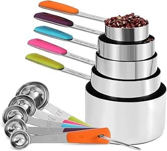 Measuring Cups and Spoons Set Stainless Steel 11 Piece for Cooking and Baking Kitchen Funnel