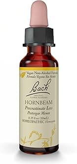 Bach Original Flower Remedies, Hornbeam (Non-Alcohol Formula) - Procrastinate Less - Natural Homeopathic Flower Essence for Emotional Balance - Vegan, Gluten Free, Sugar Free - 10mL Dropper