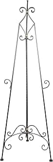 Deco 79 Metal Scroll Extra Large Free Standing Adjustable Display Stand Easel with Chain Support, 21" x 27" x 65", Black