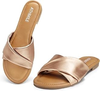 Sandals for Women 2026 Dressy Summer Flat Comfortable Fashion Beach Cute Ladies Slides Leather Casual Dress Women's Sandals Size 6-11