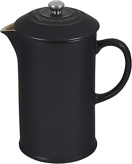 Le Creuset Stoneware Cafetière French Press with Stainless Steel Plunger, 1 Litre, Serves 3-4 Cups, Matte Black, 91028200000000