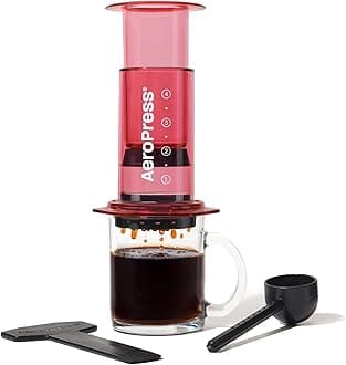 Clear Red Coffee Press - All-in-One French Press, Pour-Over & Espresso Style Manual Brewer, 2 Min Brew for Less Bitterness, More Flavor, Small Portable Coffee Maker, Travel & Camping