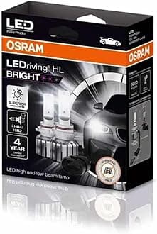 OSRAMLEDriving HL BRIGHT HB4/HIR2 High & low beam headlight LED retrofit lamps replace standard halogen lamps, up to 300% more brightness, up to 5x more lifetime, 12V 6000K Off-road (2 lamps)