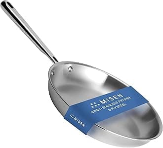 5-Ply Stainless Steel 8" Frying Pan - Professional Cookware for Induction, Gas and Electric - Dishwasher Safe, Oven Safe to 800°F - Durable, Versatile, Even Heating