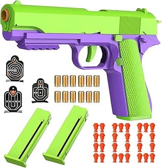 Dreamplay Shell Ejecting Toy Gun, Automatic Pull Back Action Education Model Toy for Kids Gifts