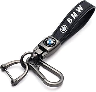 Genuine Leather Car Key Chain for BMW Series,Keyring Keychain Accessories Family Present(Black)