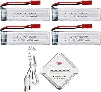 4PCS 3.7 600mAh Lithium Battery Suitable for UDI U817 U818A WLtoys V959 V222 V929 Syma S032 Four-axis Aircraft Helicopter RC Drone Spare Batteries