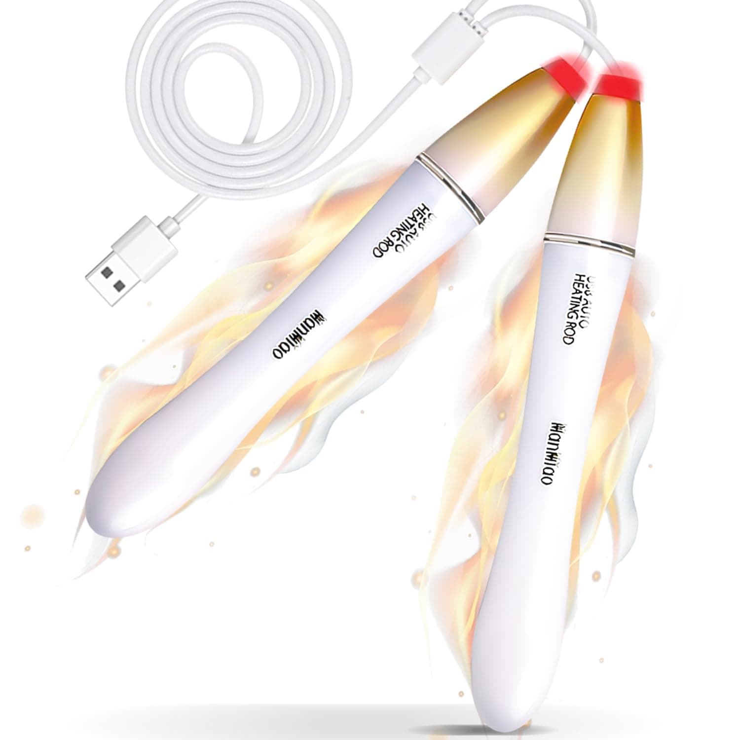 Dual Head Toy Heating Stick LED Indicator Light Heating Meat Stick USB Hand Warmer 42℃ Automatic Control Fast Heating Portable Carrying Outdoor Heating Tea/Coffee/Water, 2 Heaters Combined into 1 Cord