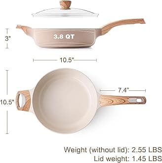 SENSARTE Ceramic Nonstick Frying Pan Skillet with Lid, 10.5 Inch Deep Frying Pan, 3.8 Qt Saute Pan, Induction Pan, Healthy Non Toxic Cooking Pan with Helper Handle, PFOA PFAS PTFE Free