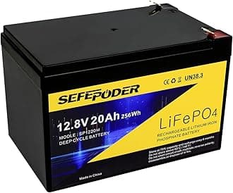 SEFEPODER 12V 20Ah Lithium LiFePO4 Deep Cycle Battery, 4000 Cycles Rechargeable Battery for Electric Scooter, Ride On Toy, Lighting, Power Wheel, Fish Finder and More with Built-in 40A BMS