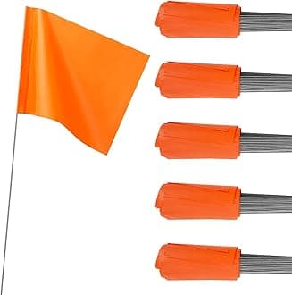 50 Pack Orange Marking Flags Marker Flags for Lawn