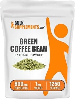 BulkSupplementsGreen Coffee Bean Extract Powder - Green Coffee Bean Supplements - Energy Support, Gluten Free, 800mg per Serving, 1kg (2.2 lbs) (Pack of 1)