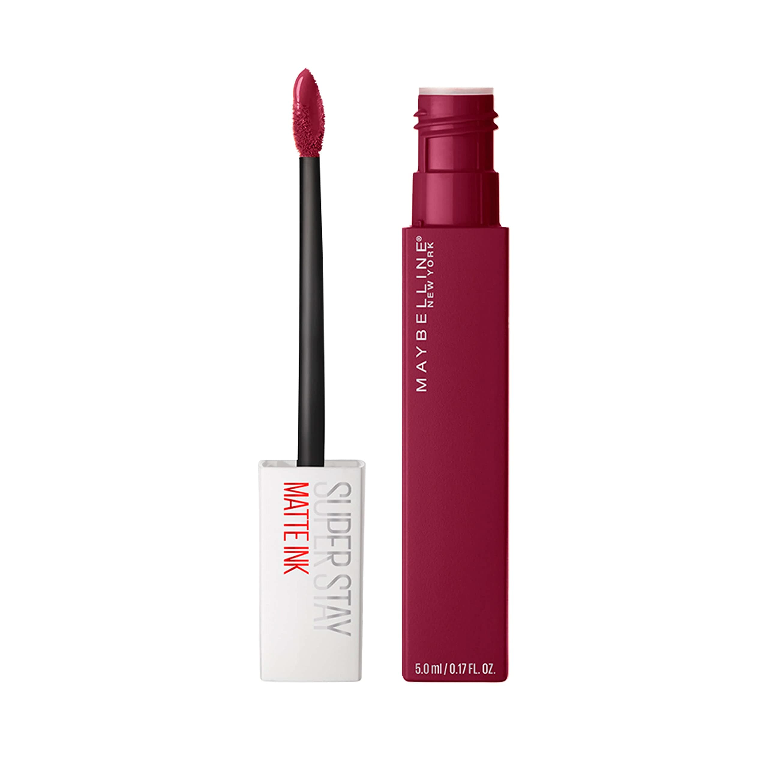 Maybelline Super Stay Matte Ink Liquid Lipstick Makeup, Long Lasting High Impact Color, Up to 16H Wear, Founder, Cranberry Red, 1 Count, Packaging May Vary