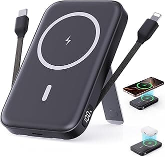 2025 Latest Portable Charger, 16800mAh Magnetic Wireless Power Bank with 2 Built in Cables, LED Display Battery Pack Travel Essentials for iPhone 16/15/14/13/12/Pro/Mini/Pro Max AndriodRecycled Claim Standard Blended
