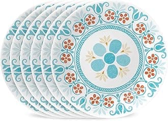 Global Collection Vitrelle 6-Piece Appetizer Plates Set, Triple Layer Recycled Glass, Lightweight Eco-Friendly 6-3/4-In Plates Set, Terracotta Dreams