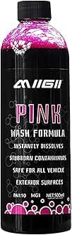 MIIGII Pre-Wash Solution Car Wash Soap - Pink Foam Car Shampoo - Powerful Formula Penetrates and Breaks Down Tree Sap, Bird Droppings & Tough Stains - Works on RVs, Trucks, Cars & More - 500ml (17oz)